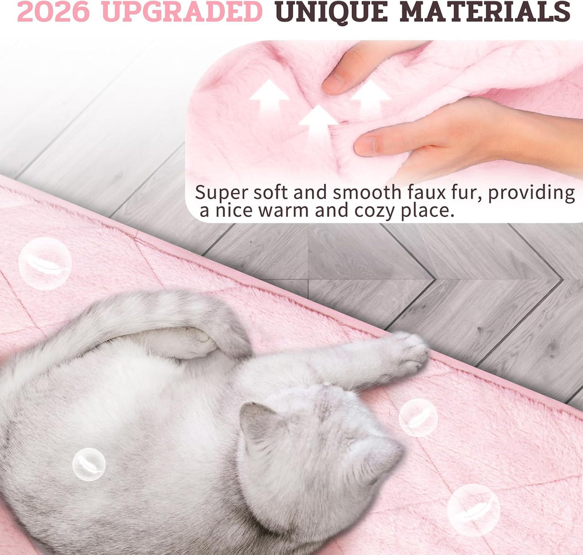 NWK Self Warming Thermal Pet Mat for Dogs and Cats (Blush Pink, Small)