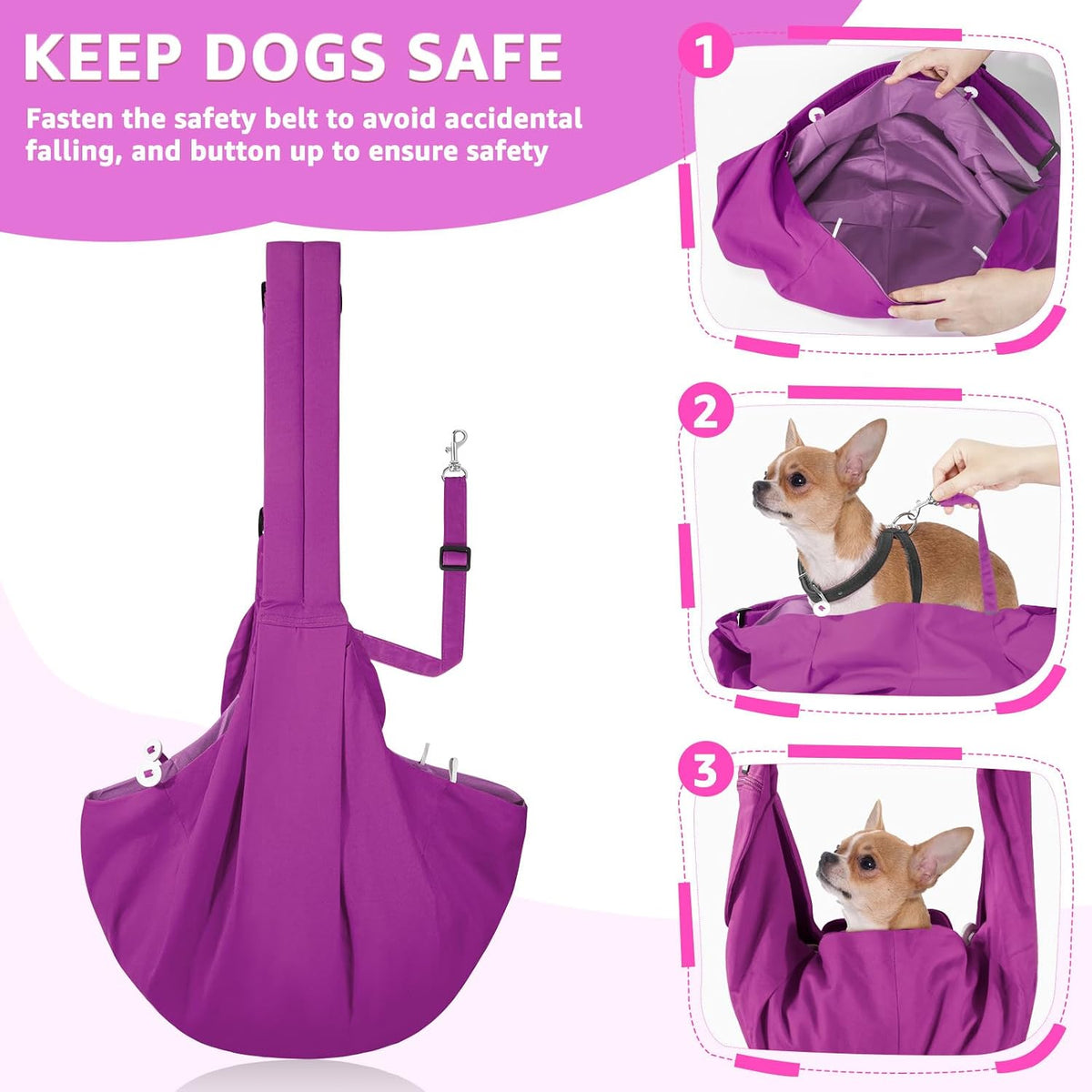 SlowTon Dog Carrier Sling - Thick Padded Shoulder Strap Adjustable, PU S