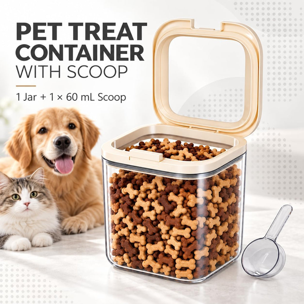 LivLab Mker Pet Treat Container, 3.49QT, One-Handed Open, Clear, Stackable