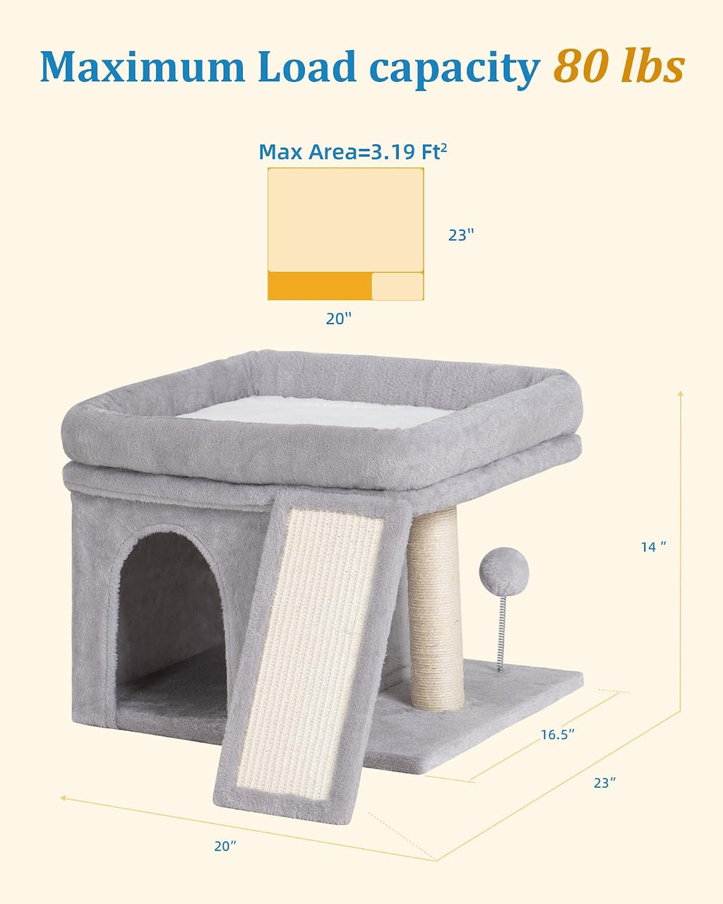 Aechonow Cat Tree Tower for Large Cat, Cat Bed House with Large Perch
