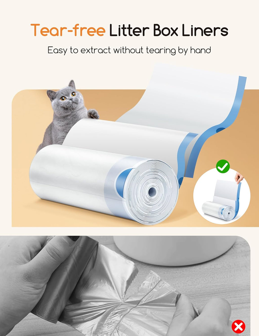 Meowant Cat Litter Box Liners for Automatic Cat Litter Box, Heavy Duty