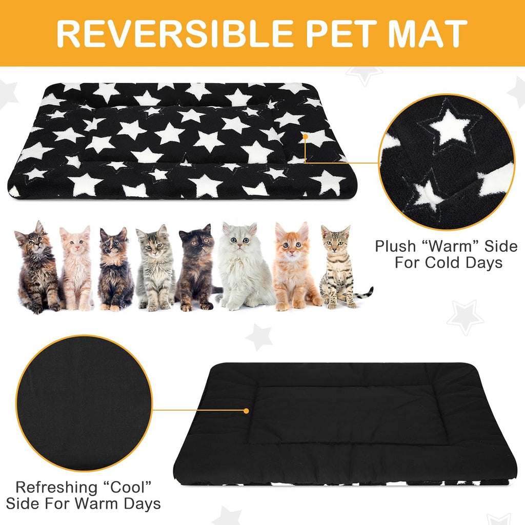 VitalCozy 4 Pcs Dog Crate Pads Soft Warm,18 x 14 x 1.6 Inch,Star,Black