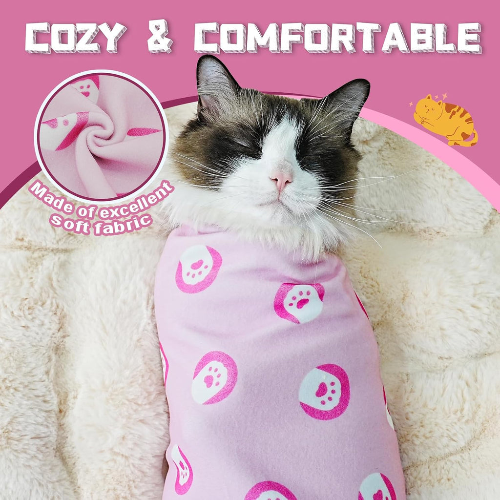 Supet Cat Grooming Wrap for Nail Trimming, Self-Adherent Calm Cat Swaddle