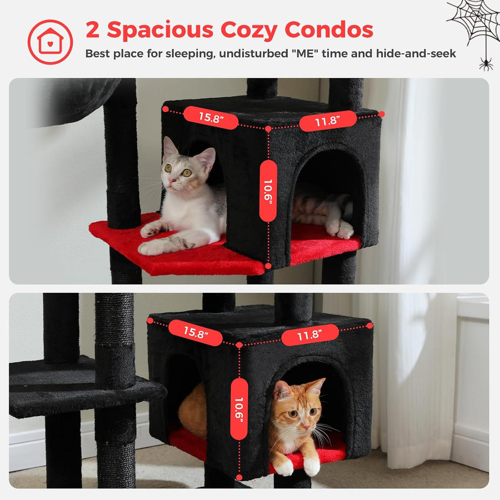 69" Gothic Cat Tree for Indoor Cats Large Adult, Multi-Level Cat Tower