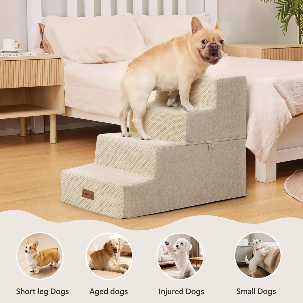 Aodisman Dog Steps for Bed or Couch,4-Step Pet Stairs for Small Dogs & Cats