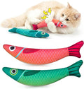Cat Toys for Indoor Cats, Fish-Shaped Pillow, 2 Pack Red+Green | 5000mg A+Natural Catnip & Bell, Interactive Soft Chew Kicker, For Indoor Cats & Kittens, Crinkle & Bell Fish Sound Toy