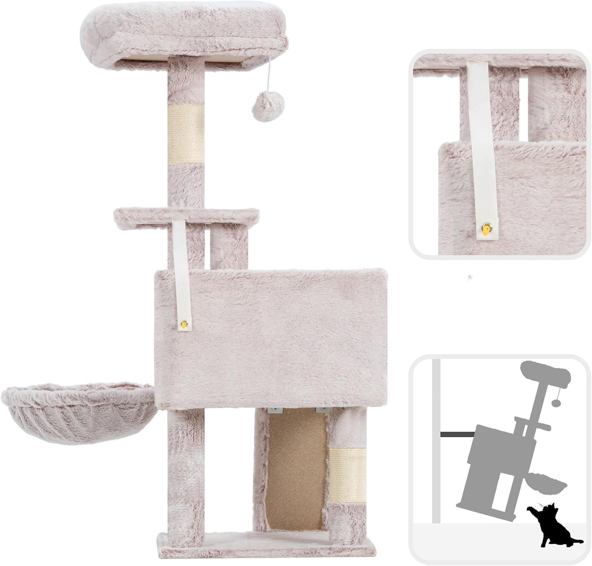Gitelsnour Cat Tree Tower 42'' with Condo, Indoor Scratching Post GCT005SMU