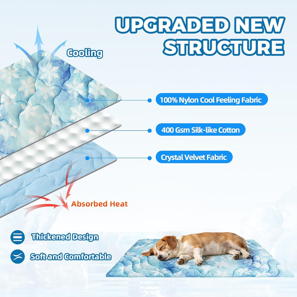 PAWCHIE Reversible Dog Bed Mat Dog Crate Pad,Washable Dog Sleeping Pad Mattress for Small to Large Dogs,Washable Pet Cooling&Warming Pad Blanket for Indoor Outdoor Floor,Car Seats,Sky Blue 36" x 23"