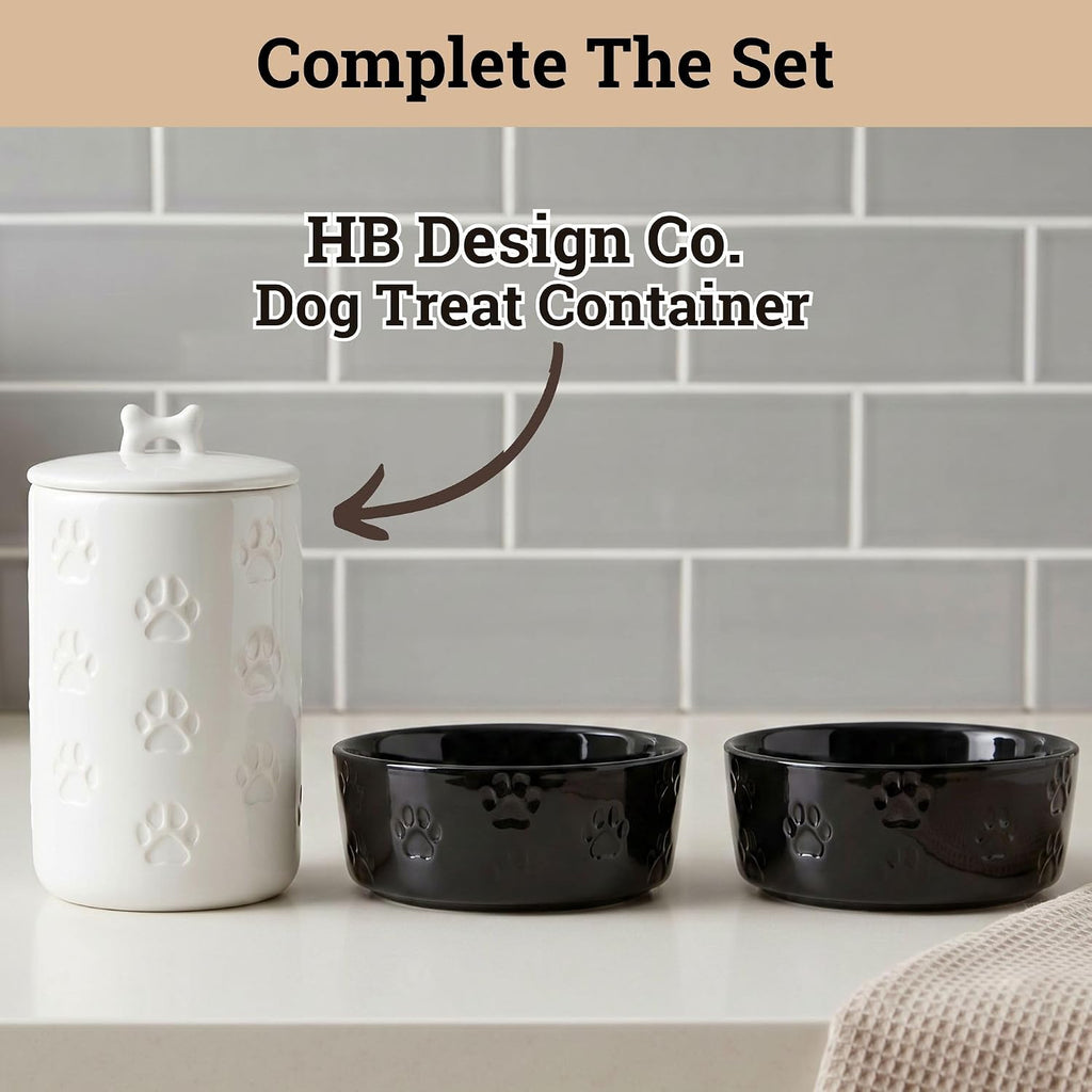 Ceramic Dog Bowl Set of 2 w/ Anti-Skid Base 6.5"W x 2.5"H, 3.8 Cup Capacity