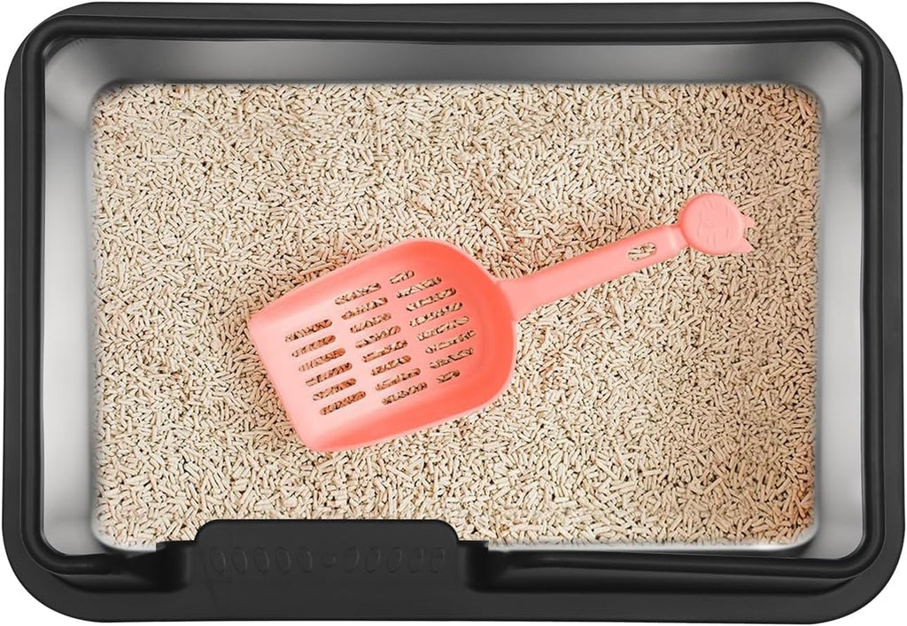 Kichwit Stainless Steel Cat Litter Box with Lid, 19.8" x 13.8" x 10"