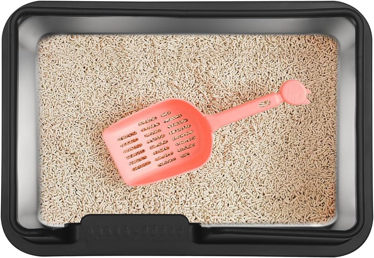 Kichwit Stainless Steel Cat Litter Box with Lid, 19.8" x 13.8" x 10"