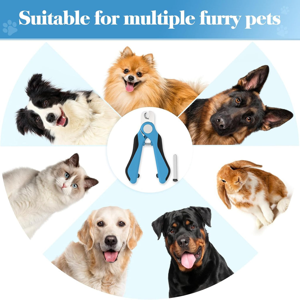 Swihauk Heavy Duty Dog Nail Clippers and Trimmers, Professional Pet Nail Clippers with Nail File for Dogs Cats Small Animal, Claw Clippers with Safety Guard to Prevent Over-Cutting, Blue