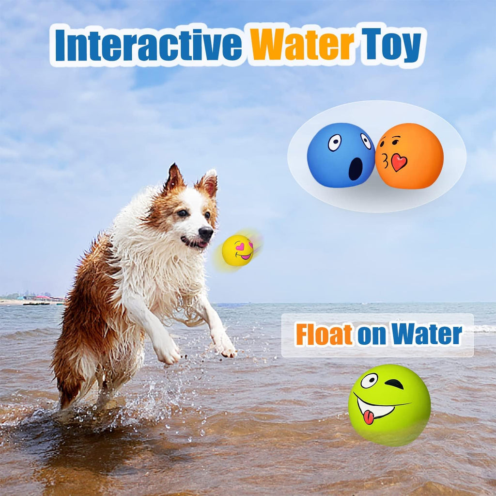 HOLYSTEED Squeaky Dog Toys for Medium Dogs, Round Latex Squeaky Balls 2.3" | 2.3"*2.3"*2.16", 6pcs Round Soft Rubber Dog Balls, Smile Face Puppy Squeak Toys with Squeaker for Small Breed Indoor, Outdoor