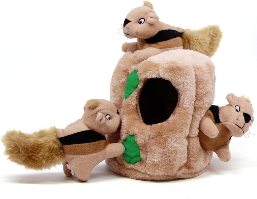 Outward Hound Hide-A-Squirrel Plush Squeaky Dog Toy, Large, 10.5" x 7.5" | Hide-n-Seek Puzzle, 3 Removable Squirrels, Fetch Play, Interactive Enrichment, Boredom Buster, Light Chewers, Dogs & Puppies