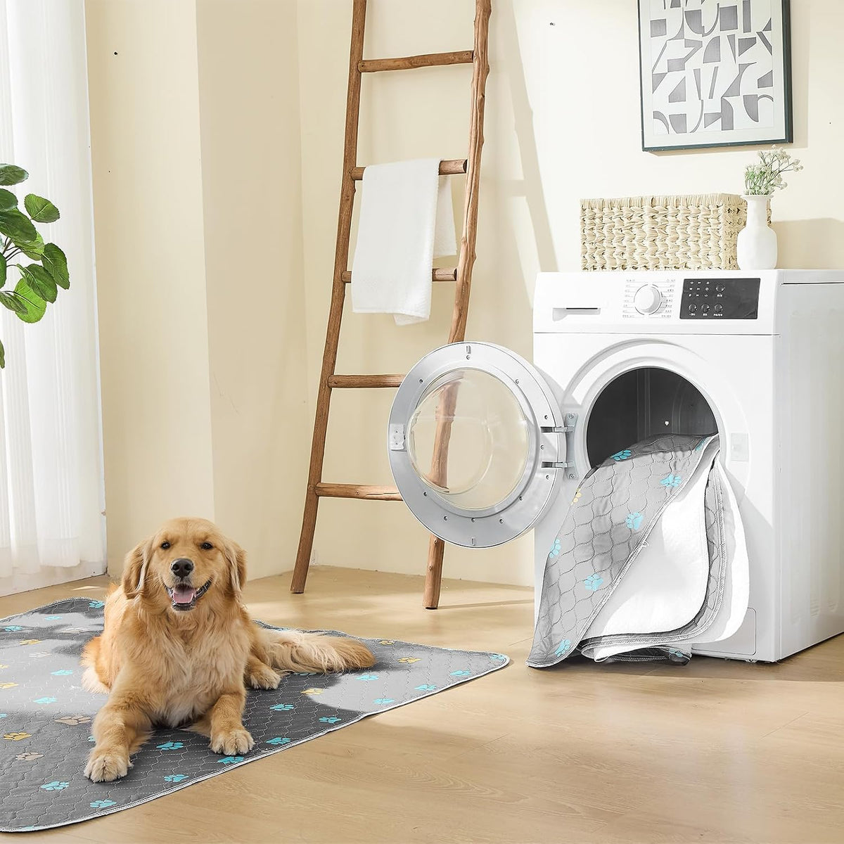 Aitmexcn Washable Pee Pads for Dogs, Waterproof, 18 x 24 in, 4 Pack | Super Absorbent, Waterproof and Non-Slip; Washable, Reusable Dog Pads for Crates, Playpens, Floors, Furniture and Travel