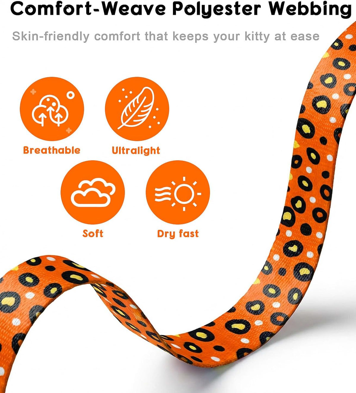 Halypet 2-Pack Cat Harness and Leash Set, Escape Proof 3-in-1 Adjustable Harness for Cats, Soft Lightweight, Easy On & Control for Walking, Travel & Outdoor Use, Small (White & Orange)