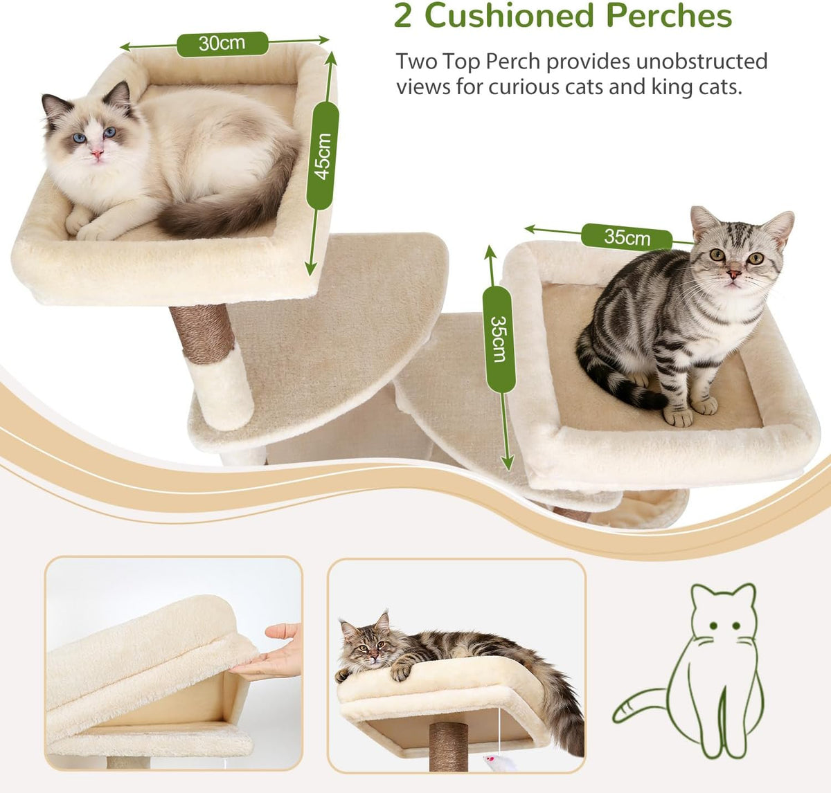 Globlazer S74E Pro Heavy Duty Maine Coon Cat Tree for Large Cats, Beige