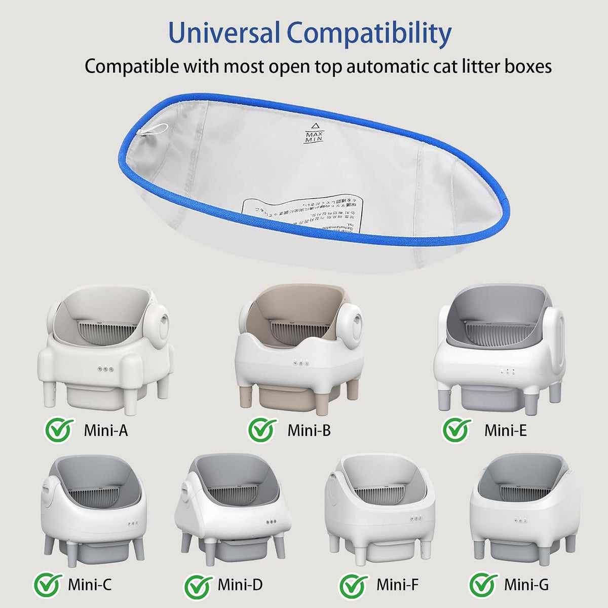 Waterproof Pads for Open Top Self-Cleaning Cat Litter Box, 2-Pack | Washable Removable Cat Litter Box Pads, Leak-Proof Replacement Liner Accessories