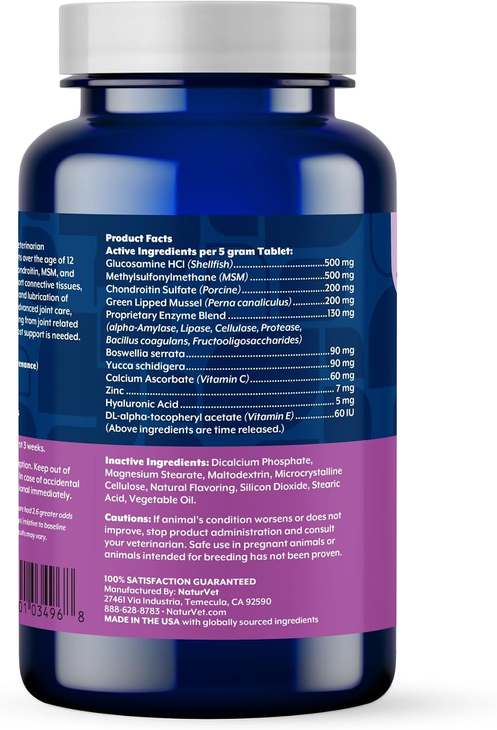 NaturVet ArthriSoothe-Gold Level 3, MSM and Glucosamine for Dogs and Cats