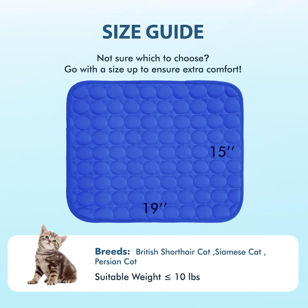 MICROCOSMOS Summer Cooling Mat & Sleeping Pad- Water Absorption Top, Materials Safe, Easy Carry, EZ Clean. Keep Cooling for Pets, Kids and Adults.(Dark Blue, 19" x 15")