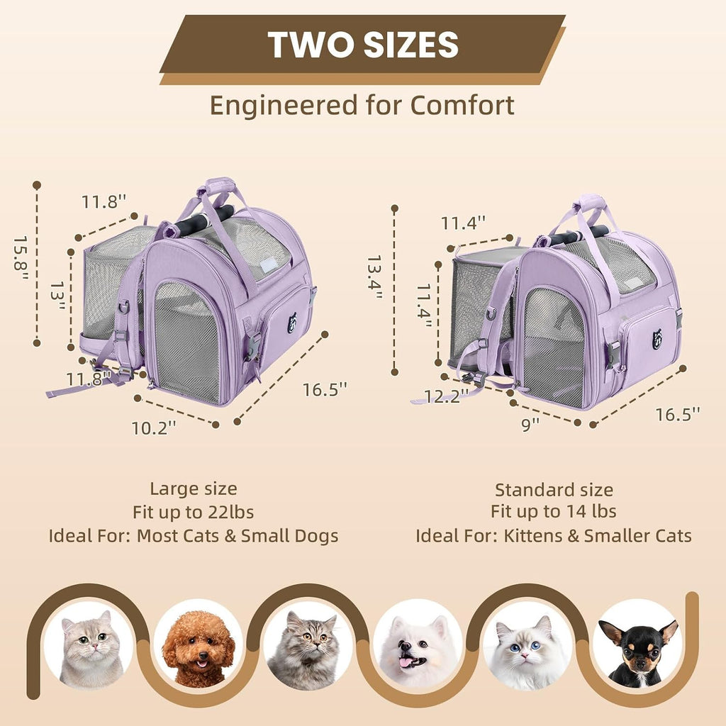 Lollimeow Expandable Large Cat Carrier Backpack, Supports up to 22 lbs