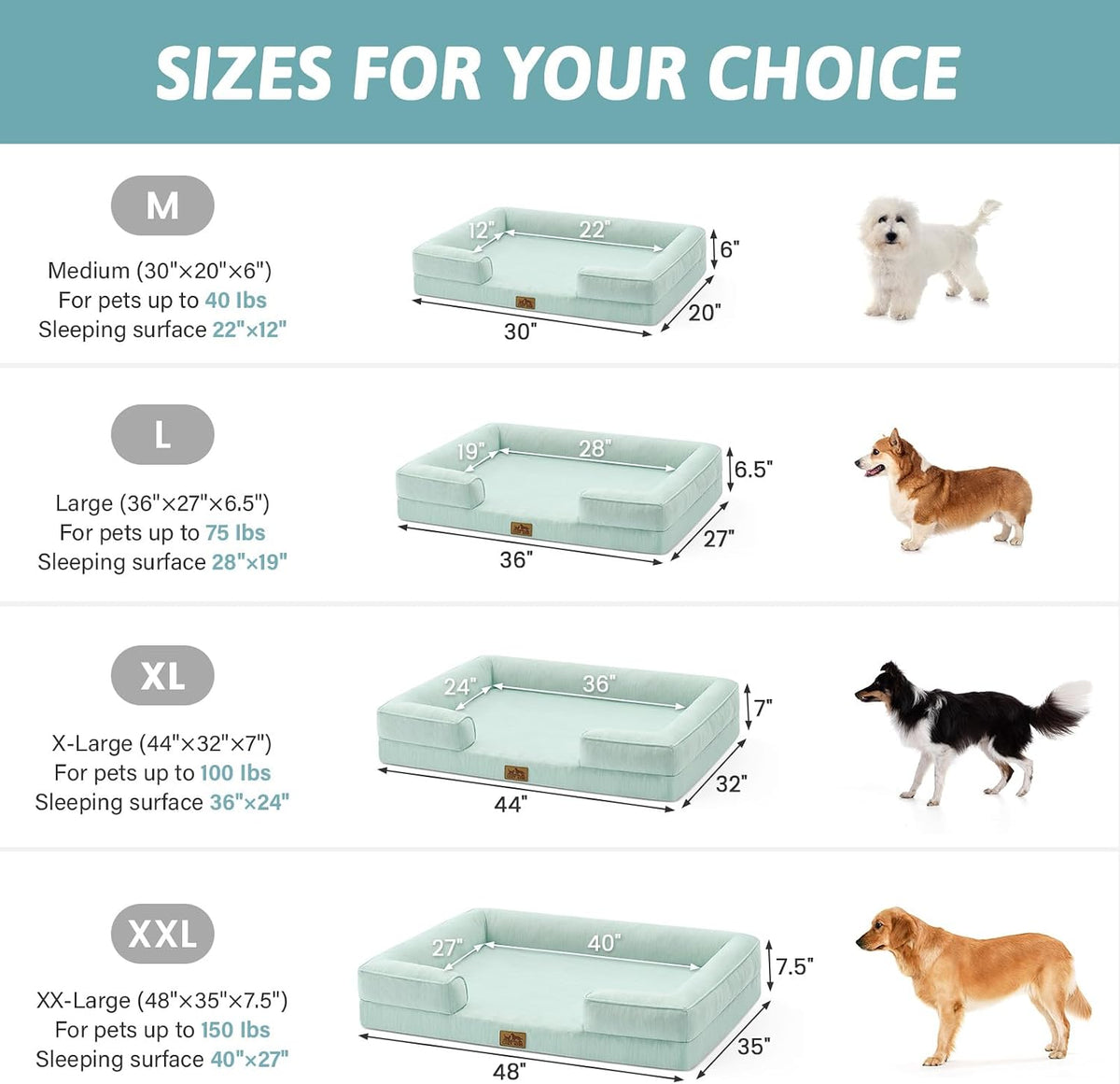 COZY KISS Orthopedic Dog Cooling Bed Washable for Extra Large Dogs, XXL