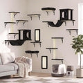 12-in-1 Cat Wall Shelves, Luxury Wall-Mounted Cat Shelves, Black