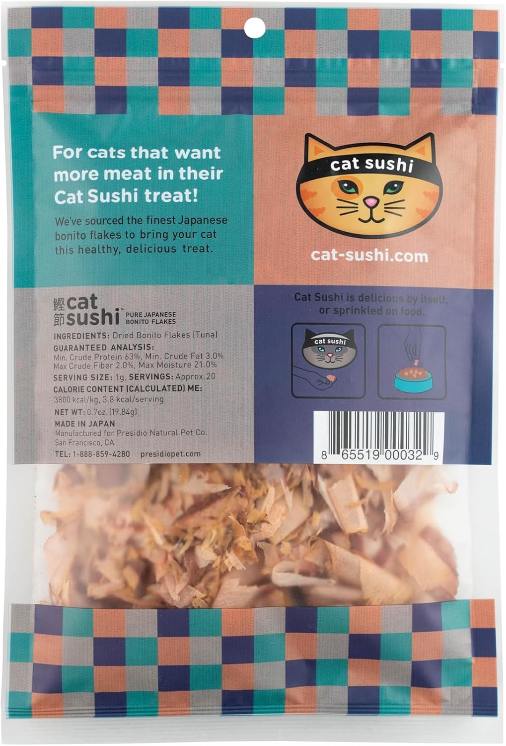 Cat Sushi Bonito Flakes, Thick Cut, 0.7 oz (Pack of 3)