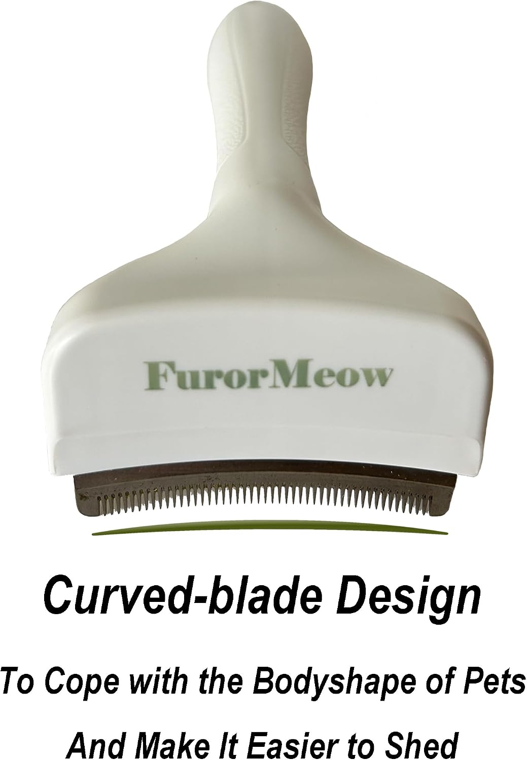 Pet Deshedding Tool with Curve Blade, Cat Grooming Brush, Tight V-shaped Teeth Shedding Comb for Cat and Small Dog (White, Small)