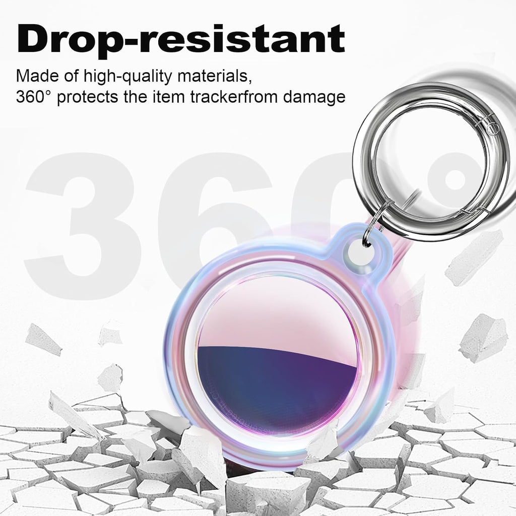 IPX8 Waterproof Case for AirTag 2nd Gen (2026) & 1st Gen, Full Body Holder Keychain, Anti-Scratch Cover for Apple for Air Tags, Luggage, Pet Collar, Car Keys, Kids, Pink Colorful