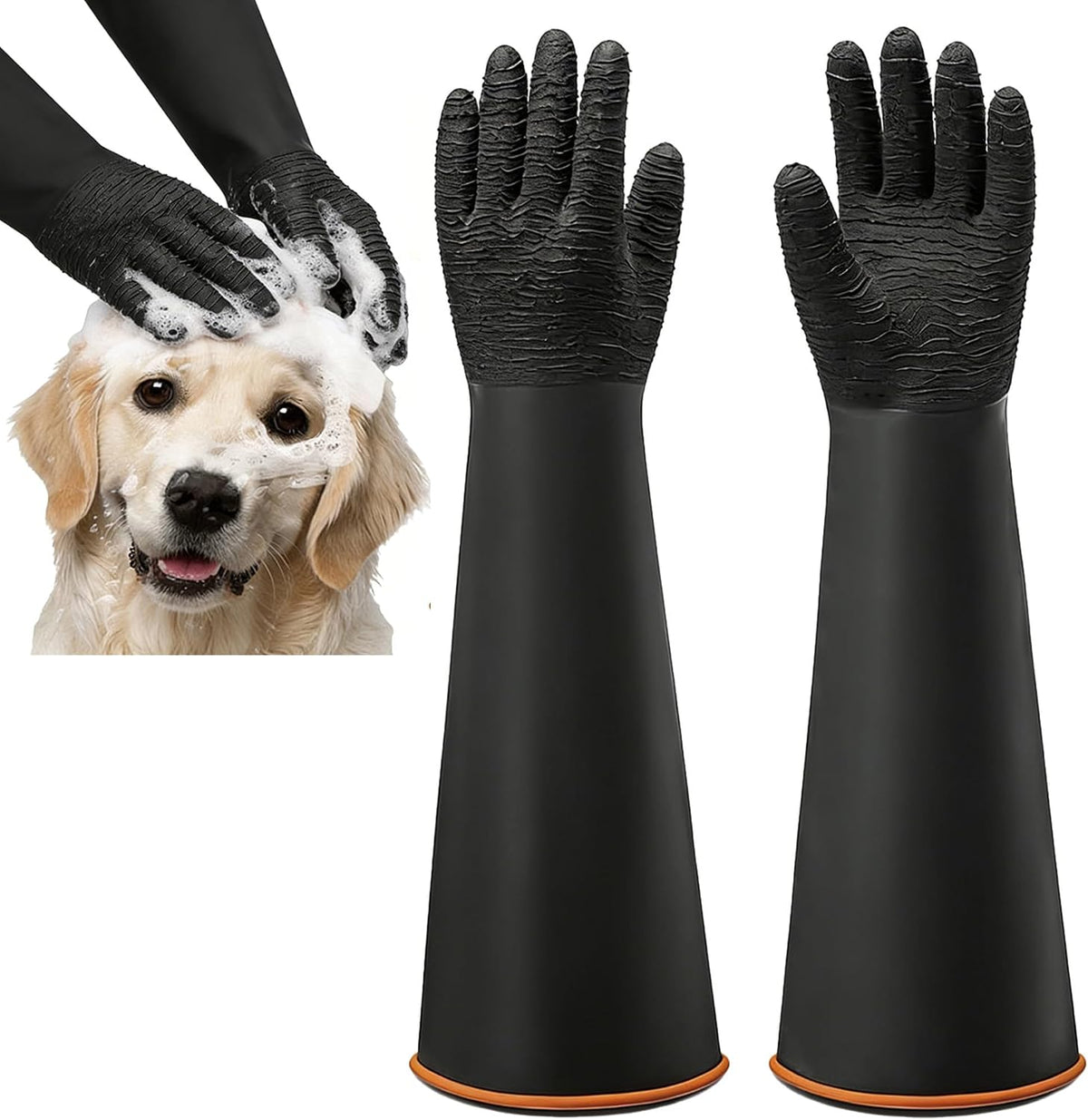 YOFANG 22" Long Sleeve Pet Grooming Bathing Gloves Waterproof