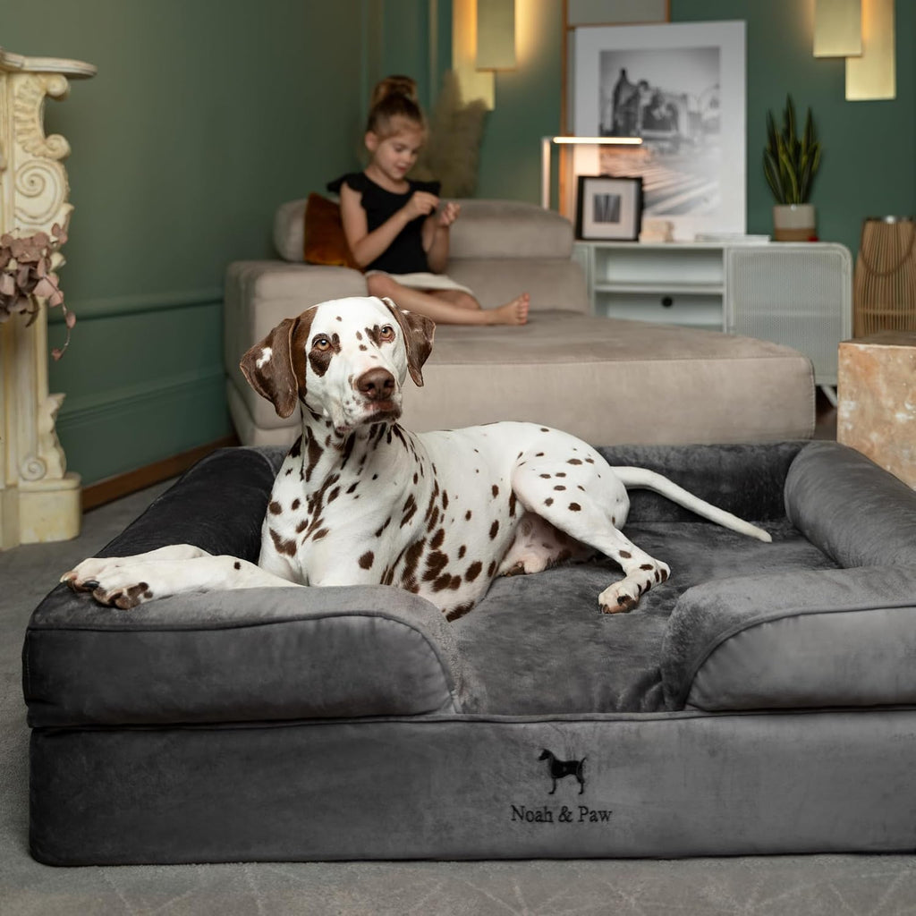NOAH & PAW Large Dog Bed, Orthopedic Memory Cooling Foam (2X Base) 45x35x11