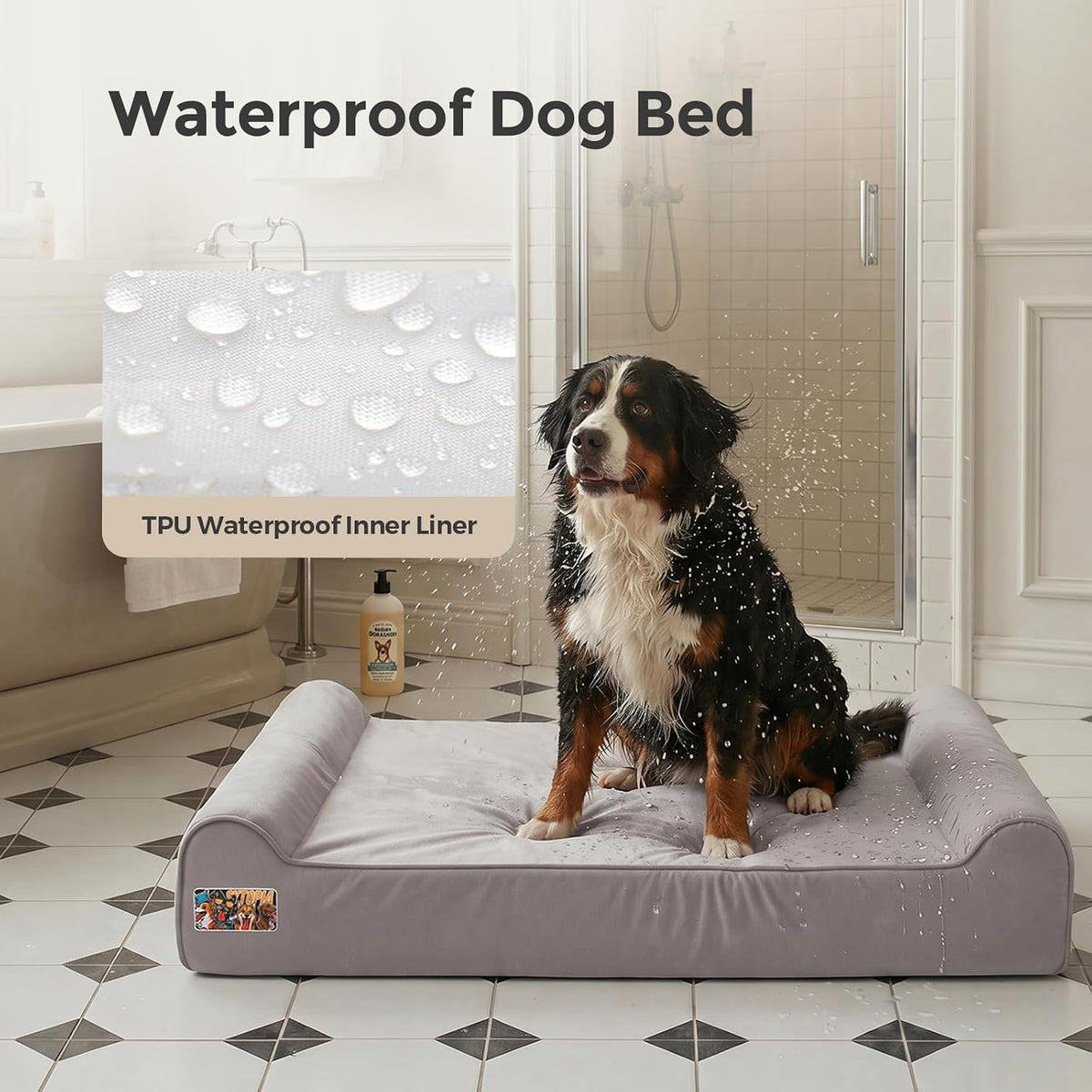 Sytopia Orthopedic Dog Beds for Extra Large Dogs, 7" Extra Thick Memory Foam Dog Couch for Senior Dog with Durable Waterproof Liner & Removable Washable Cover & Smart Design, 50"x 36"x 7", Grey