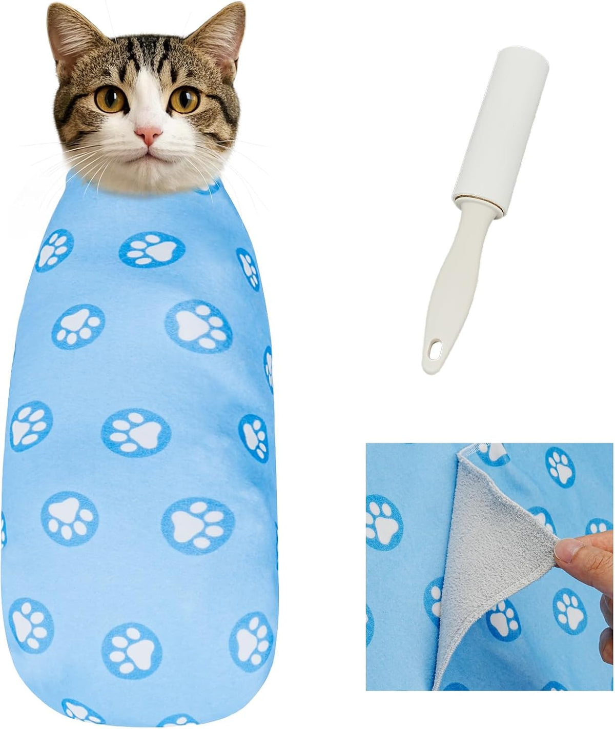 Supet Cat Grooming Wrap for Nail Trimming, Self-Adherent Calm Cat Swaddle