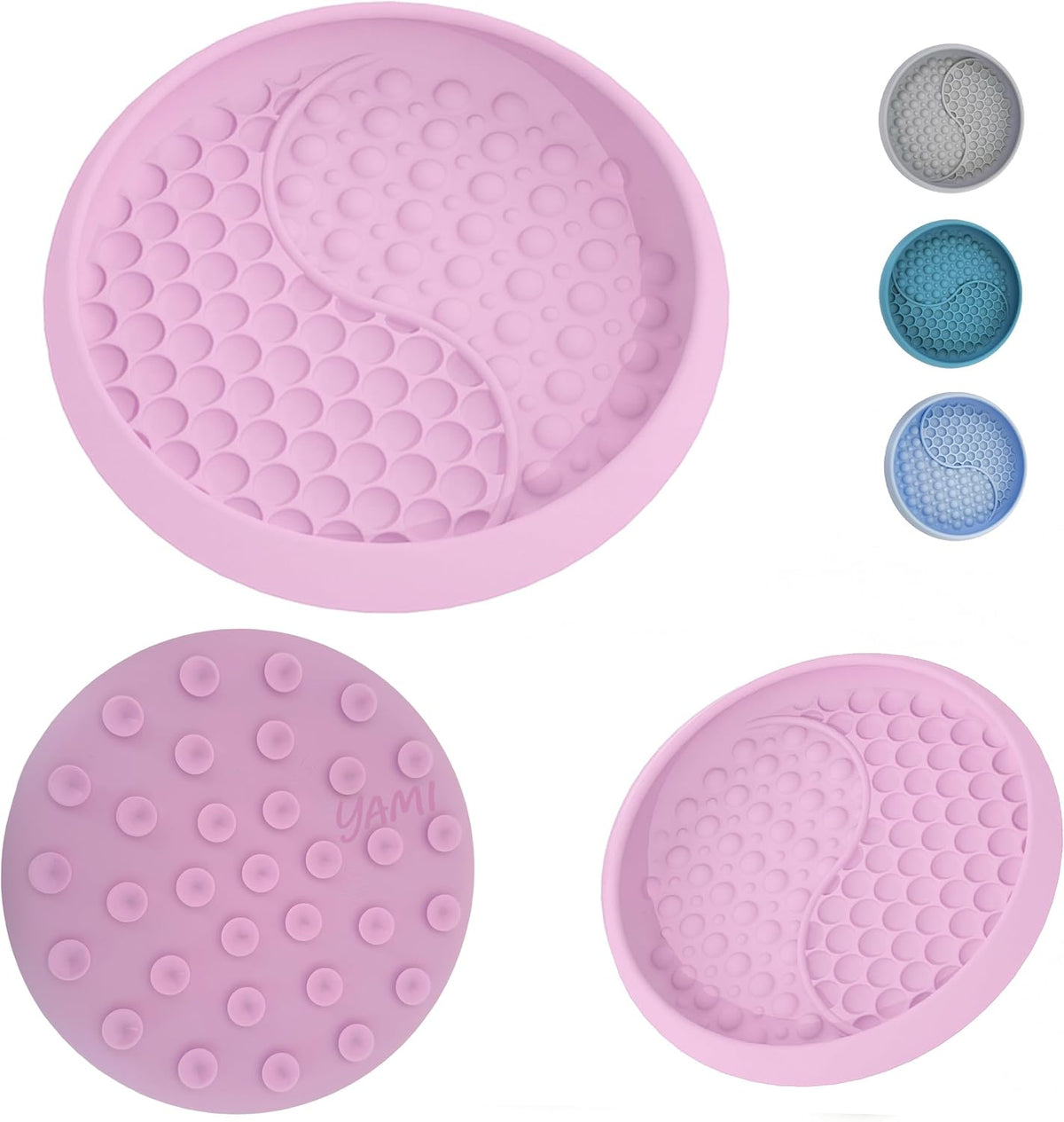 YAMI Dog Lick Bowl, Lick Mat for Dogs, Wet Food Cat Slow Feeder, Freeze Bowl, Enrichment & Puzzle Toy for Anxiety Relief, Food-Grade Silicone, Suction Cups, Dishwasher Fit, for All Breed (Light Pink)