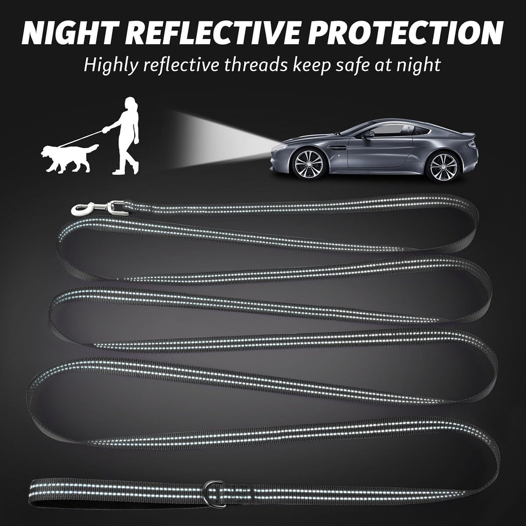 Long Dog Leash XiaZ Training Leashes 10/15/20/30/50/100ft Long Lead for Dogs 30ft Training Leash for Outside Black 30 Foot Nylon Padded Handle Reflective Hiking Yard