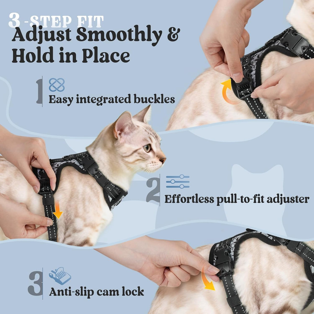 rabbitgoo Cat Harness and Leash Set, Easy-on with Neck Buckle, Misty Catch