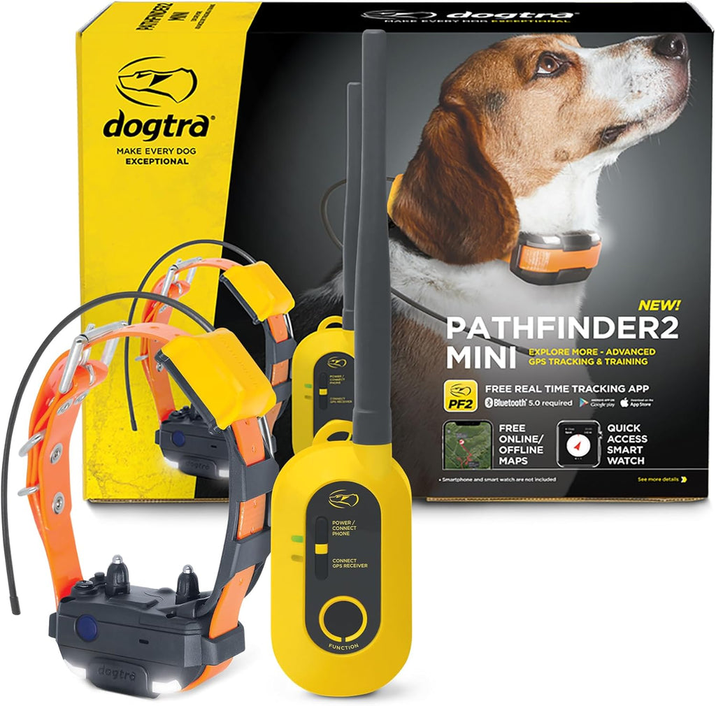 Dogtra Pathfinder 2 Mini GPS Dog Tracker e Collar 4 Mile Long Range LED Light No Monthly Fees Free App Waterproof Smartwatch Control Based Real Time Tracking Multiple Dogs Smartphone Required