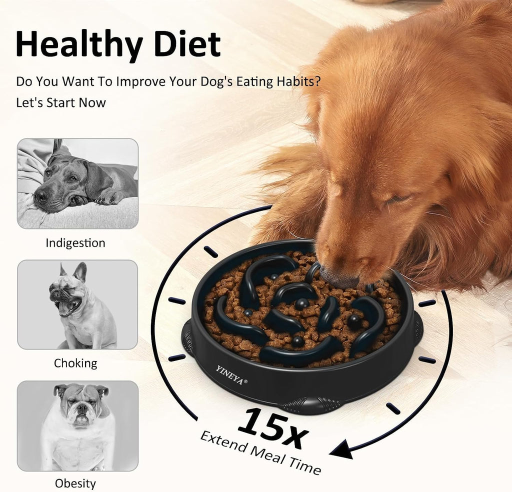 YINEYA 4 Cups Slow Feeder Dog Bowls Large Breed, Anti-Choking Pet Supplies, Maze Dog Food Bowl, Puzzle Feeder That Slow Down Eating | Dog Food Bowl Slow Down Eating Prevents Bloat, Promotes Healthy Digestion, Puzzle Feeder Interactive Makes Meal Time Fun