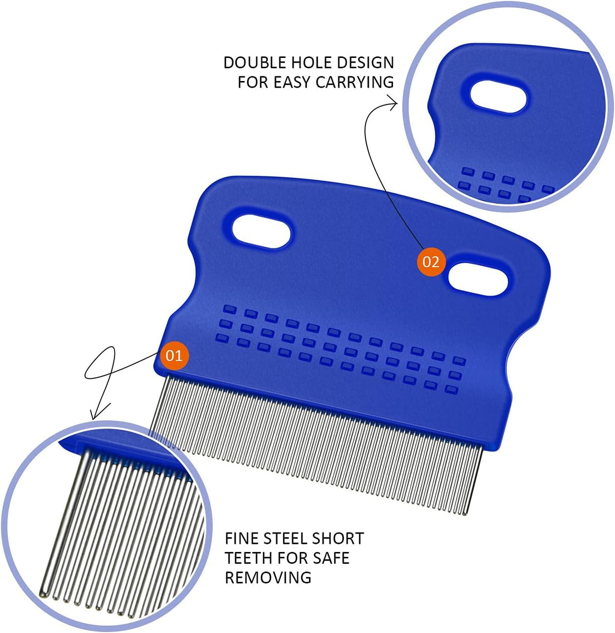 Boao 6 Pack Flea Comb Pet,Pink, Yellow, Dark Blue, Green, Blue, Orange