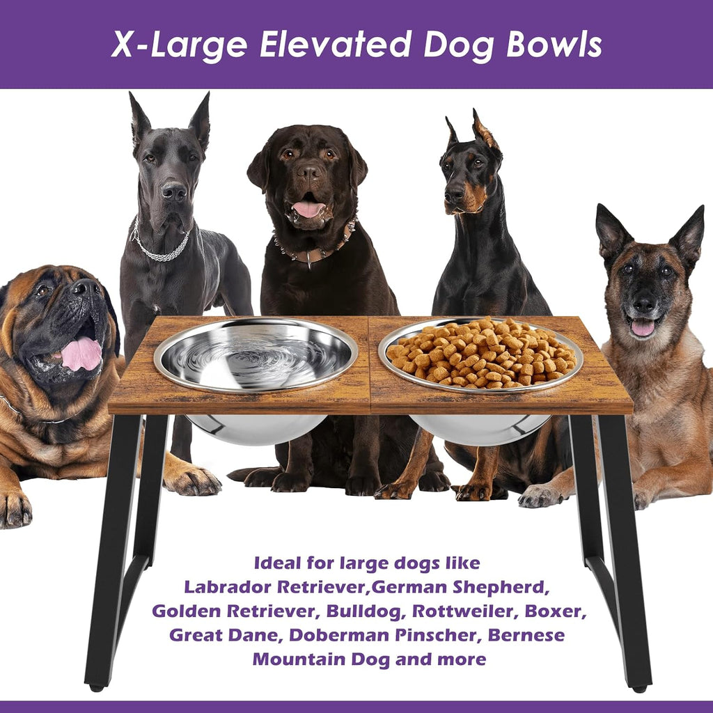 Elevated Dog Bowls for X-Large Dogs with Spill Proof Mat 2 X-Large 3000ML(13CUPS) Stainless Steel Dog Bowls, 16.5" Tall Raised Dog Bowl Stand,Dog Food & Water Bowls for Large, Extra Large Dogs