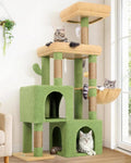 Globlazer 52in Cactus Cat Tree Tower for Indoor Cats, 2 Condos, S52, Green