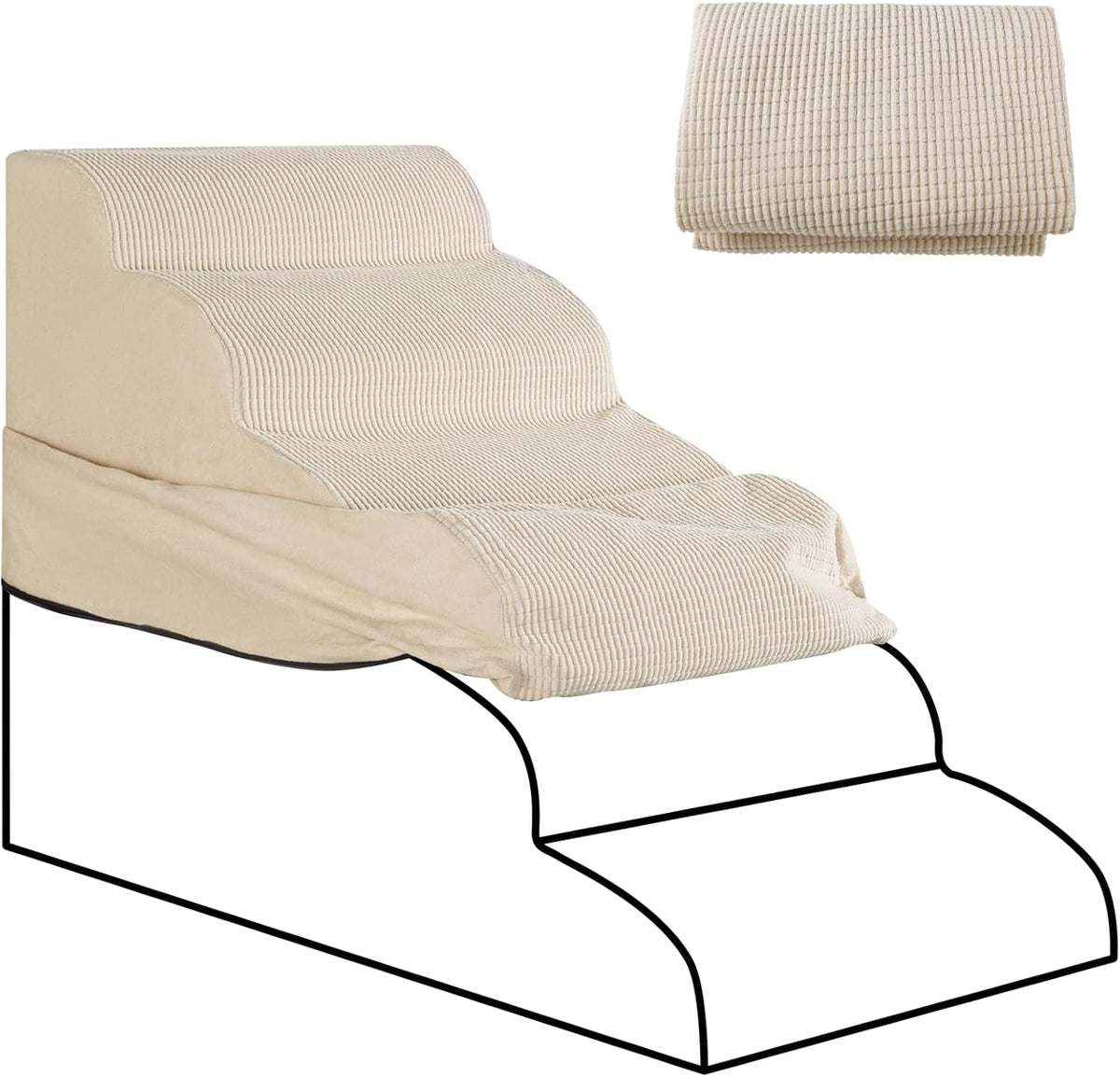 5-Step Dog Stairs Replacement Cover(for AODISMAN Pet Ramp Only),Beige