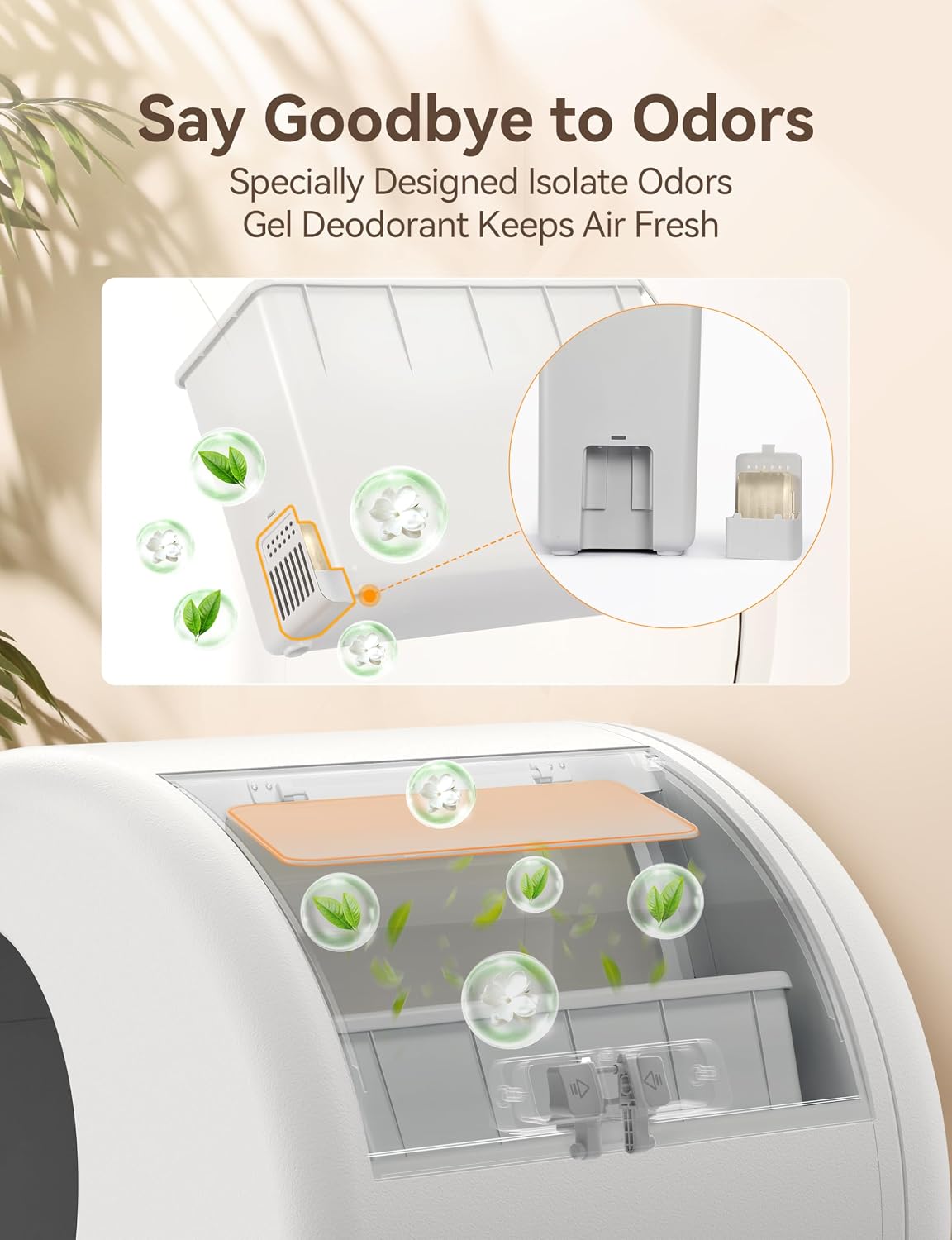 Meowant Pet Odor Eliminator, Automatic Cat Litter Box Odor Deodorant Gel