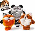 3-Pack Plush Squeaky Dog Toys with Crinkle Tails | Easy-Grip Open Center and Lightweight Design for Carrying, Shaking and Fetch, for Small Dogs & Puppies