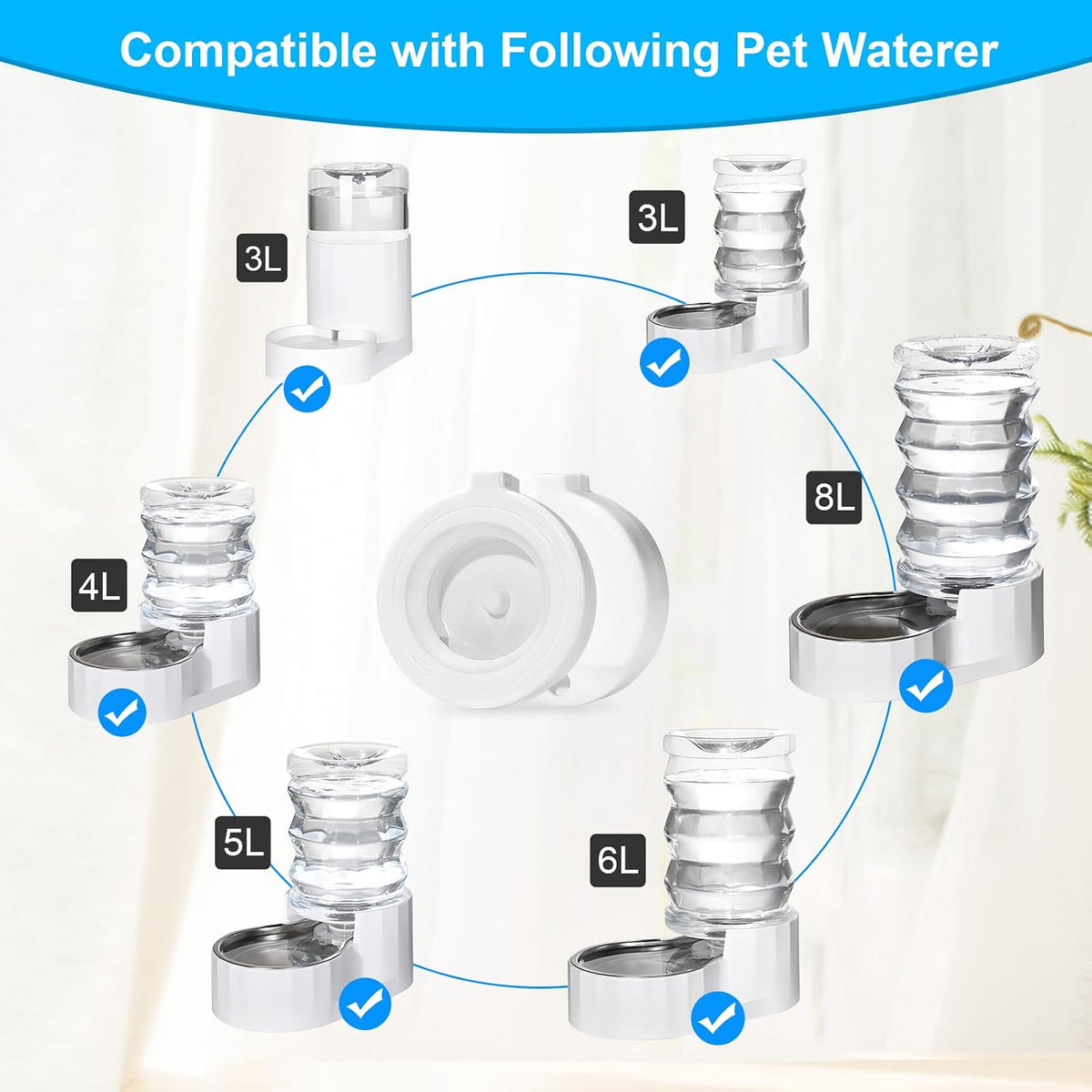 8-Pack Replacement Filters for 3L/3.6L/4.6L/6L/8L Gravity Water Dispenser Replacement Filter-Triple Filtration Pet Fountain Filter, Dog Water Feeder Filter