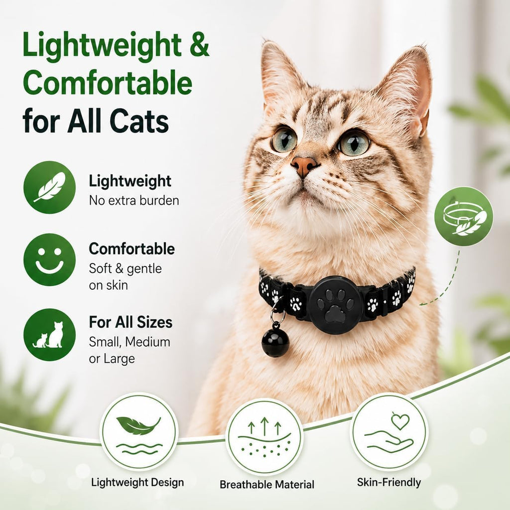 GPS Tracker for Cats, Cat Collar with Tracker for Android Users – No Monthly Fee, Google Find Hub Cat GPS Tracker Collar, IP67 Waterproof, Replaceable Battery Lasts 1 Year (Not Standalone GPS) (Black)