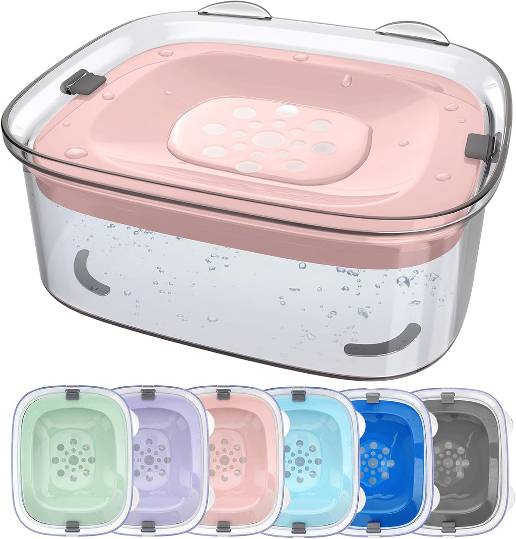 AONKEY 3L No Spill Dog Water Bowl with Slow Drinking Disk(Pink)
