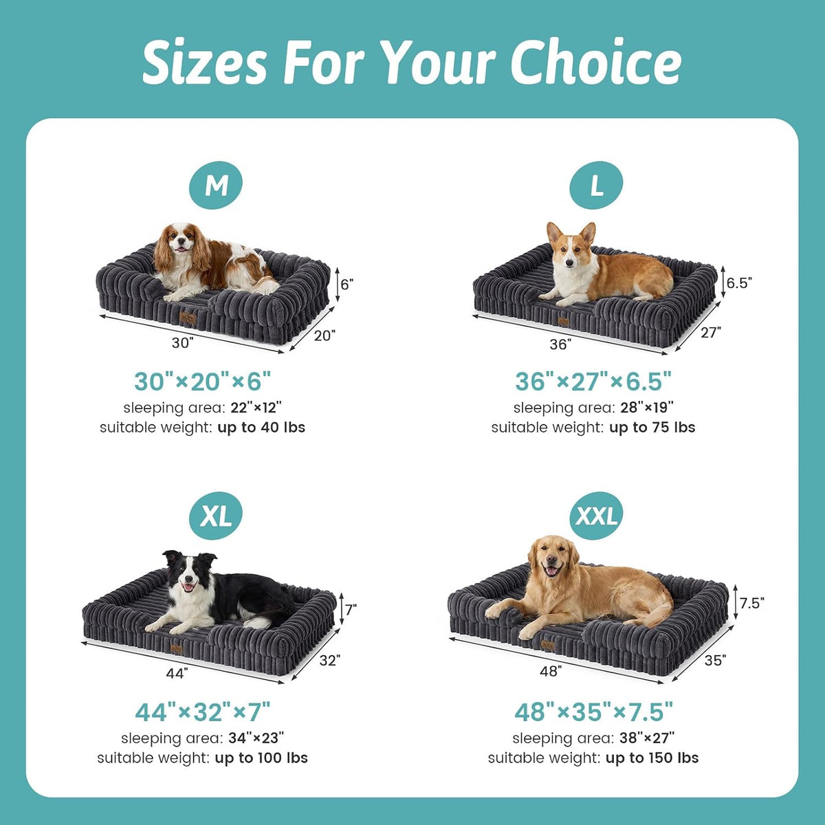 COZY KISS Orthopedic Warming Dog Beds Large Sized Dog, 48“, XXL, Dark Gray
