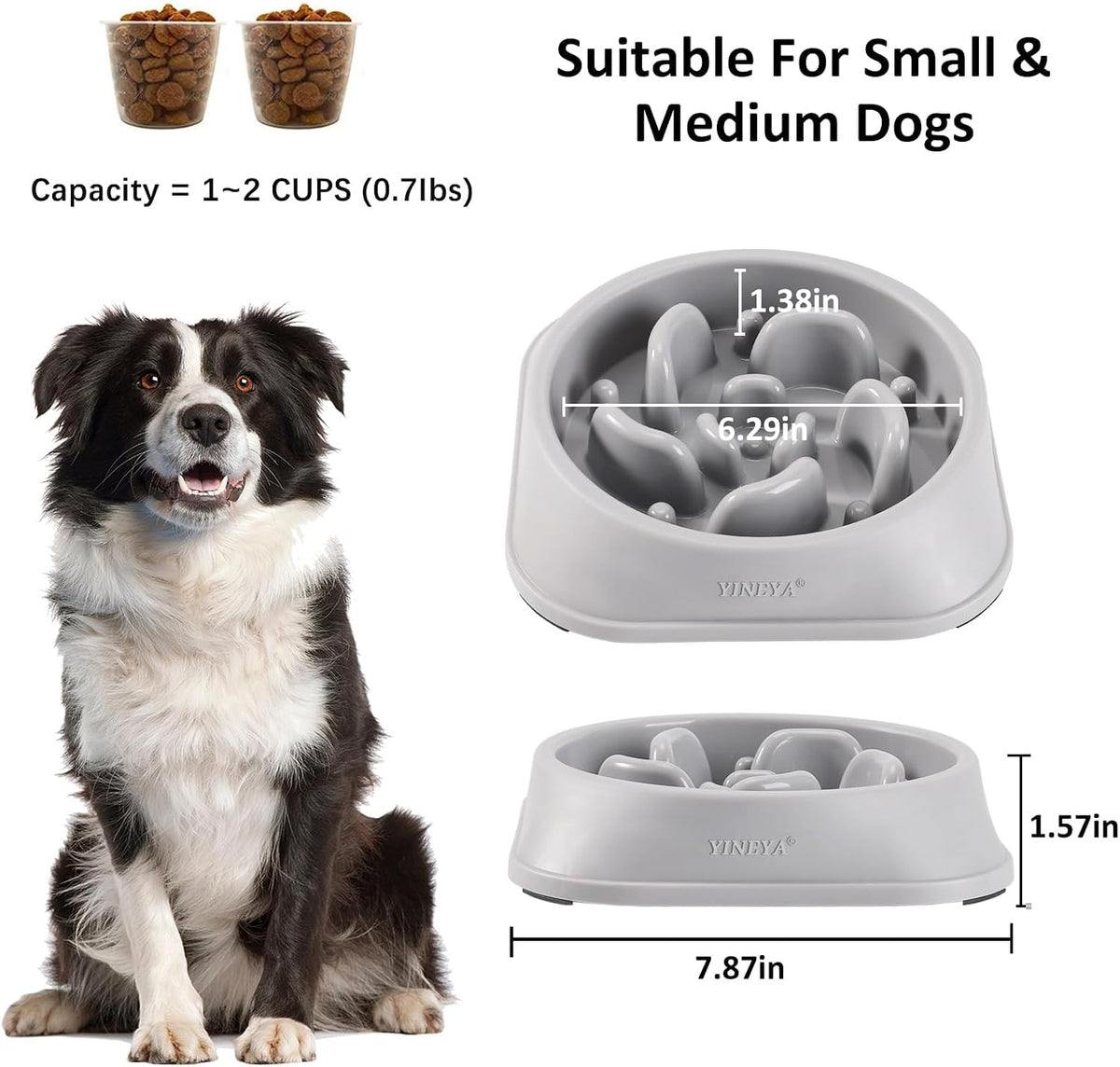 YINEYA 2PCS Slow Feeder Dog Bowls, Pet Supplies that Slow Down Eating, Pet Food Bowls, Maze Dog Puzzle Feeder for Medium Breed